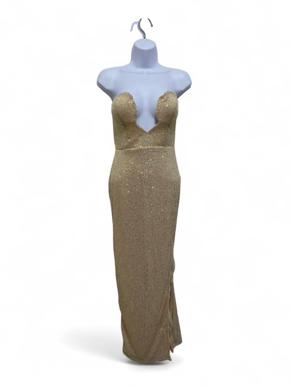 Mable Gold/ cream Sequin Strapless Evening Gown Size M